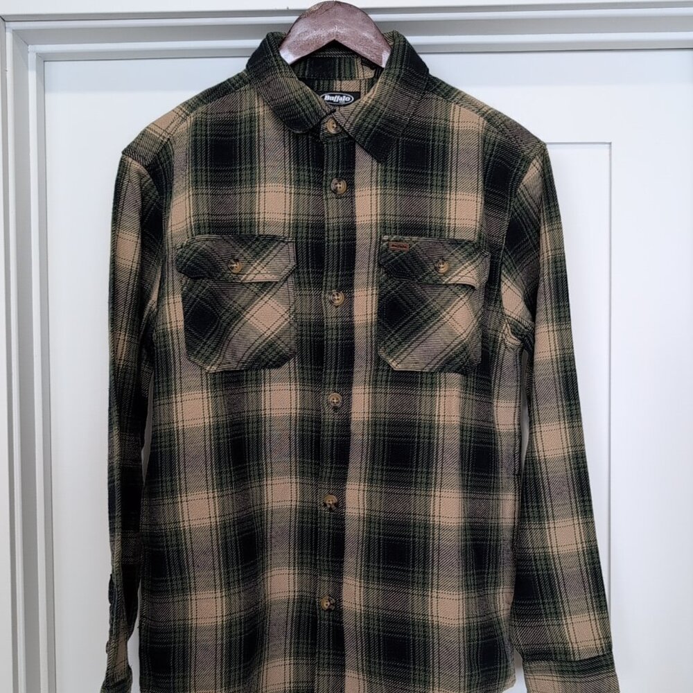Buffalo Jeans Men’s Shirt Jacket Plaid Size Small Green, NEW, Warm Winter Casual
